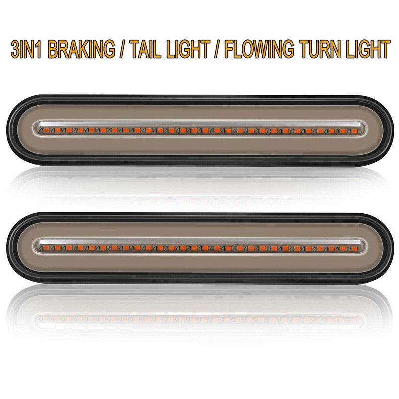 FABOOD F 2 Pack 9" LED Trailer Tail Light Bar + Brake Stop +Turn Signal Lights Assembly Identification Red & Amber Sequential Strip Light Waterproof for Trailer Truck Pickup SUV RV 12V-24V - Image 5